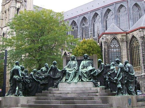 Belgium Ghent The Van Eyck brothers statue The Van Eyck brothers statue Ghent - Ghent - Belgium