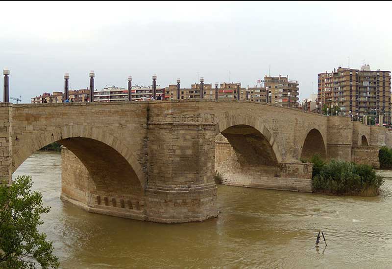 Spain Zaragoza Medieval Stone Bridge Medieval Stone Bridge Aragon - Zaragoza - Spain