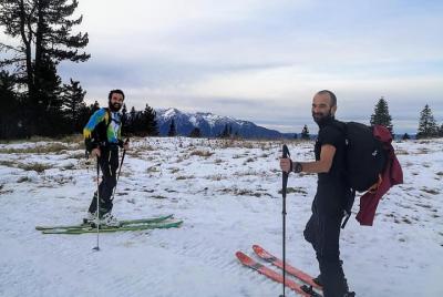 Ski-touring at night in Poiana Brasov
