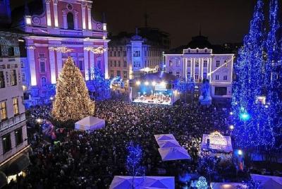 Festive Ljubljana by Night from Bled Festive Ljubljana by Night from Bled