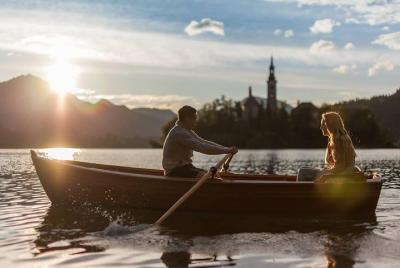 Rent a traditional wooden boat on lake Bled