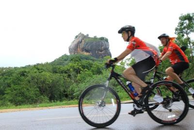 5th century rock fortress shadow cycling – Sigiriya