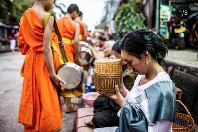 Early morning in the yellow robe of Buddhism, a journey to purify the soul Early morning in the yellow robe of Buddhism, a journey to purify the soul