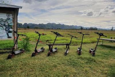 E-scooter through the rice fields E-scooter through the rice fields