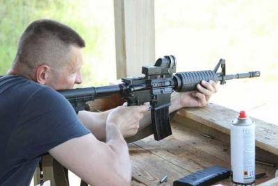 Outdoor gun shooting in Kiev