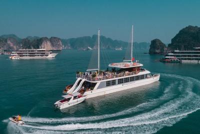 The Halong Catamaran- LUXURY ONE DAY JOURNEY HALONG–LAN HA BAY With WaterSlide