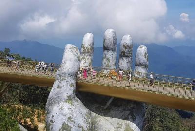 GOLDEN BRIDGE & BA NA HILL via Cable Car from HOTELS in HUE city ( Private Tour)