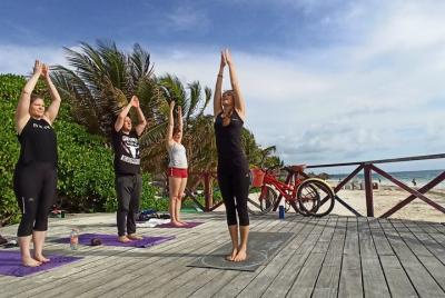 ✋Cancun Caribbean Breeze Yoga on the beach from Cancun