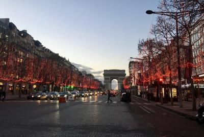 Paris at Christmas with The Champs Elysées & the Arc de Triomphe