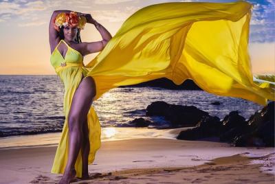 Wailea Beach Private Maui Flying Dress Photoshoot Experience