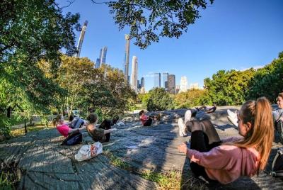 Muscle Awakening and Yoga in Central Park in French