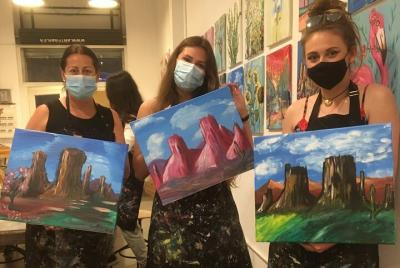 Painting and Wine Class in our hip and casual art studio