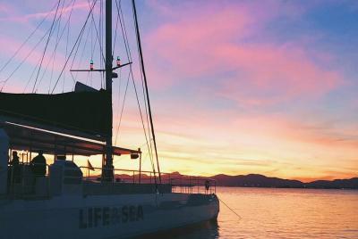Sunset in Catamaran along the Coasts of Mallorca Sunset in Catamaran along the Coasts of Mallorca