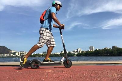 Lagoon and Park Lage with Electric Scooter