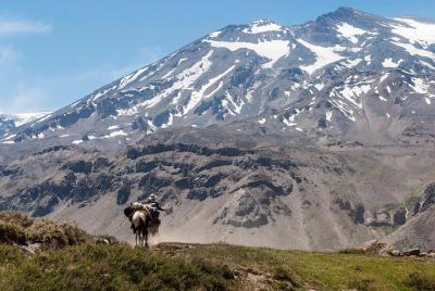 Hiking to the base of the volcano and hot spring Colina from Santiago.