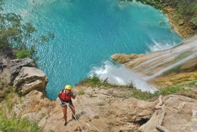 Rappelling beside Minas Viejas and Micos Waterfall Rappelling beside Minas Viejas and Micos Waterfall