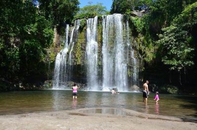 Miravalles Volcano and Waterfalls from Playa Hermosa Miravalles Volcano and Waterfalls from Playa Hermosa