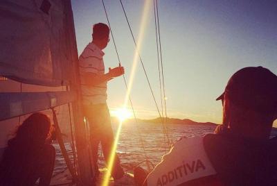 Experience Romantic Sunset under the sails on sail yacht around H