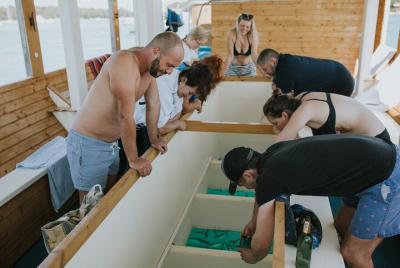 Morning panorama & glassboat Morning panorama & glassboat