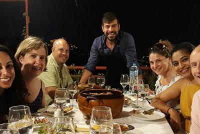 The essential Greek dishes with view of Acropolis The essential Greek dishes with view of Acropolis