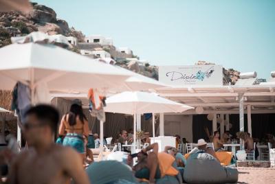 Super Paradise Beach Mykonos Seaside Sunbed (3rd row and back)