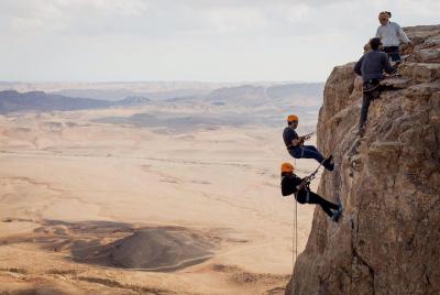 Rappelling Down the Ramon Crater Cliff Rappelling Down the Ramon Crater Cliff