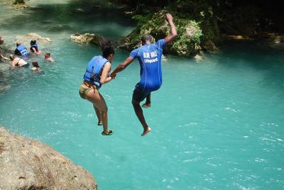 Blue Hole plus Secret Falls and Dunns River Falls Combo from Falm Blue Hole plus Secret Falls and Dunns River Falls Combo from Falm