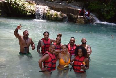 Private blue hole waterfalls + calypso river rafting tour from Oc Private blue hole waterfalls + calypso river rafting tour from Oc