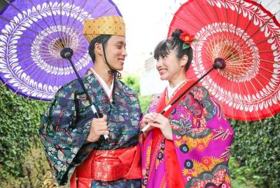 Traditional Okinawan costume "Ryuso" photo shooting course Traditional Okinawan costume