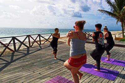 ✋Playa del carmen Caribbean Breeze Yoga on the beach from Playa d