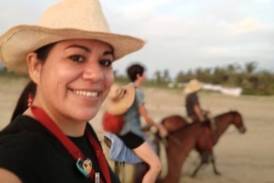 Slow Travel. Brunch And horseback riding on beach Slow Travel. Brunch And horseback riding on beach