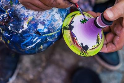 Artisanal Drawing on Canvas or Moroccan Pottery Artisanal Drawing on Canvas or Moroccan Pottery