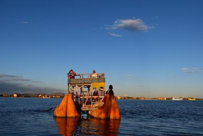 Sunrise on the Floating Uros Island